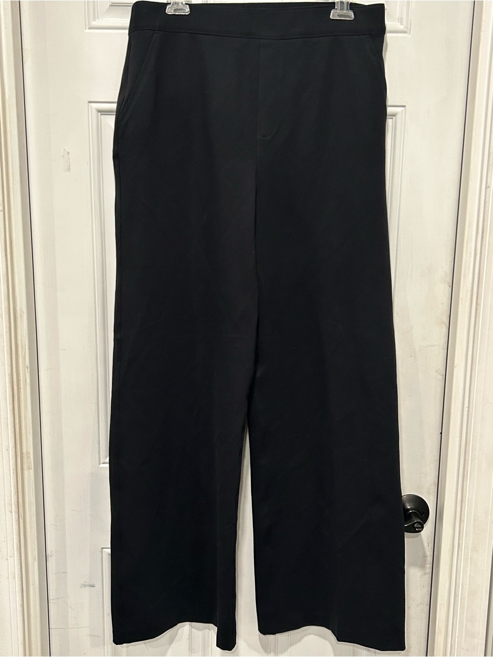 SPANX Supersmooth PerfectFit High Rise Wide Leg Ponte Pants Black Large Slimming